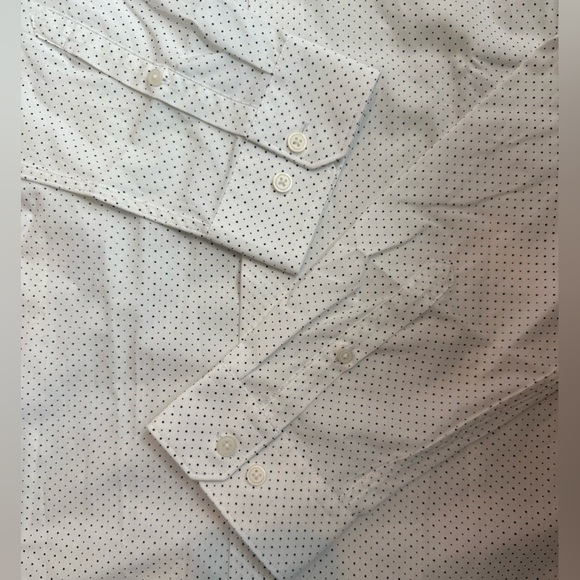 Express Men’s Dress Shirt, white with black dot pattern, size large/slim fit - Picture 4 of 6